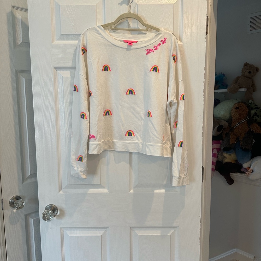 Lilly Loves Love Sheridan cropped rainbow sweatshirt